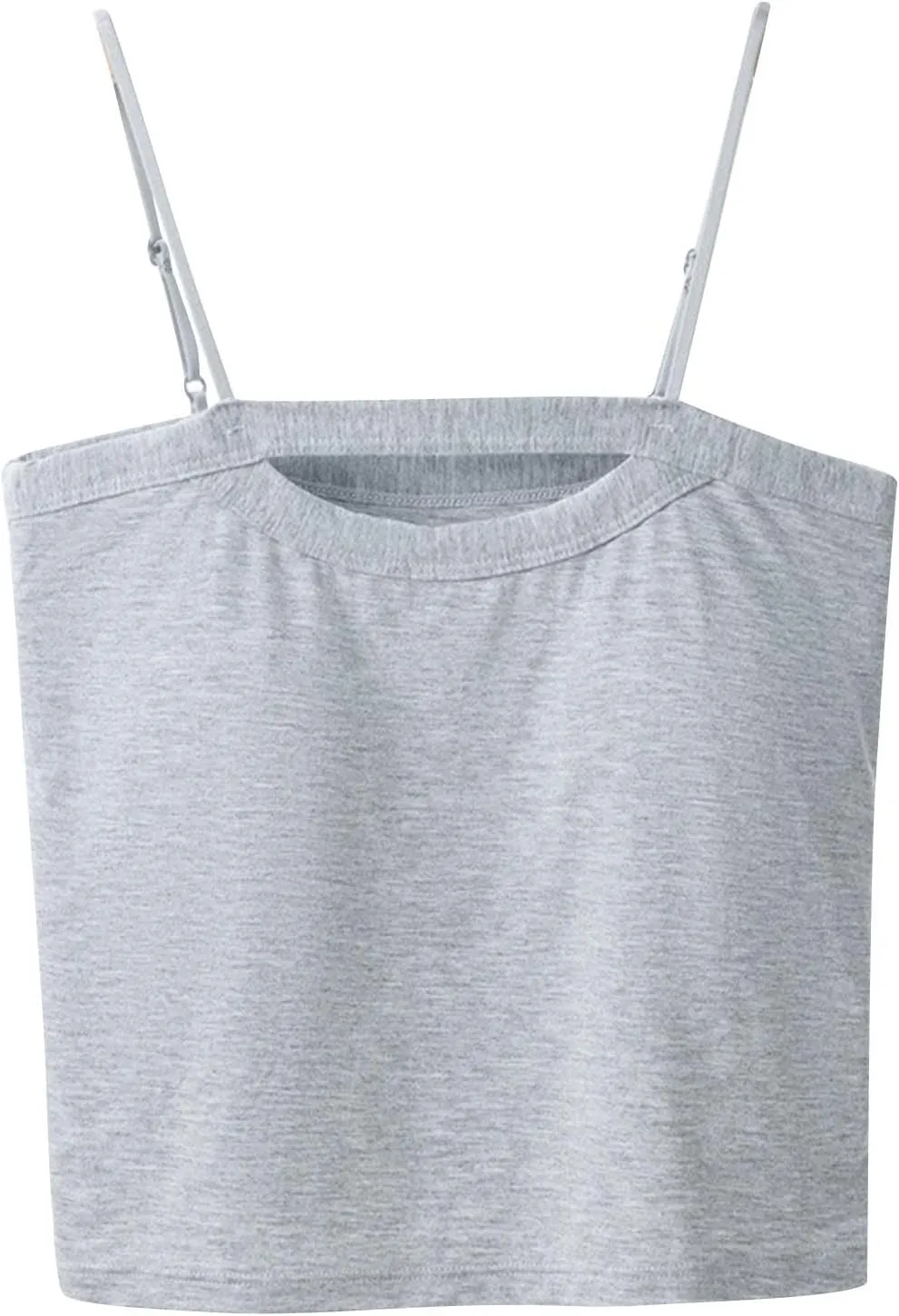 Women's Summer Crop Camisole Tops Built in Bra, Sleeveless Spaghetti Strap Cool Casual Shirts Basic Cami
