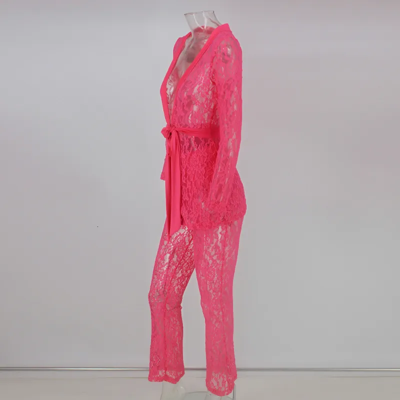 Women's Summer Lace V-Neck Two-Piece Jumpsuit