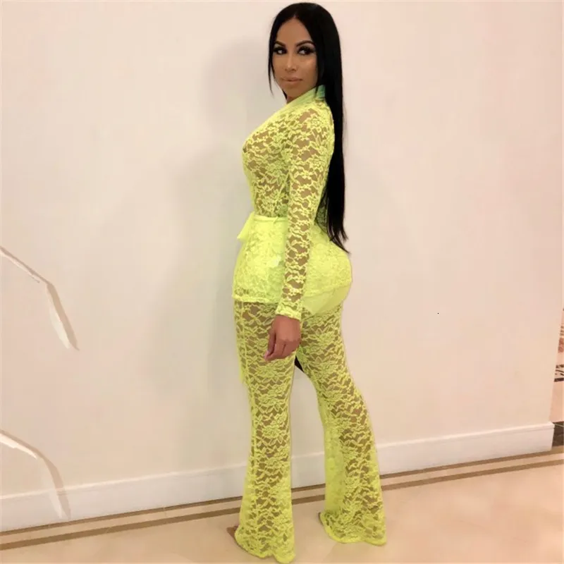 Women's Summer Lace V-Neck Two-Piece Jumpsuit