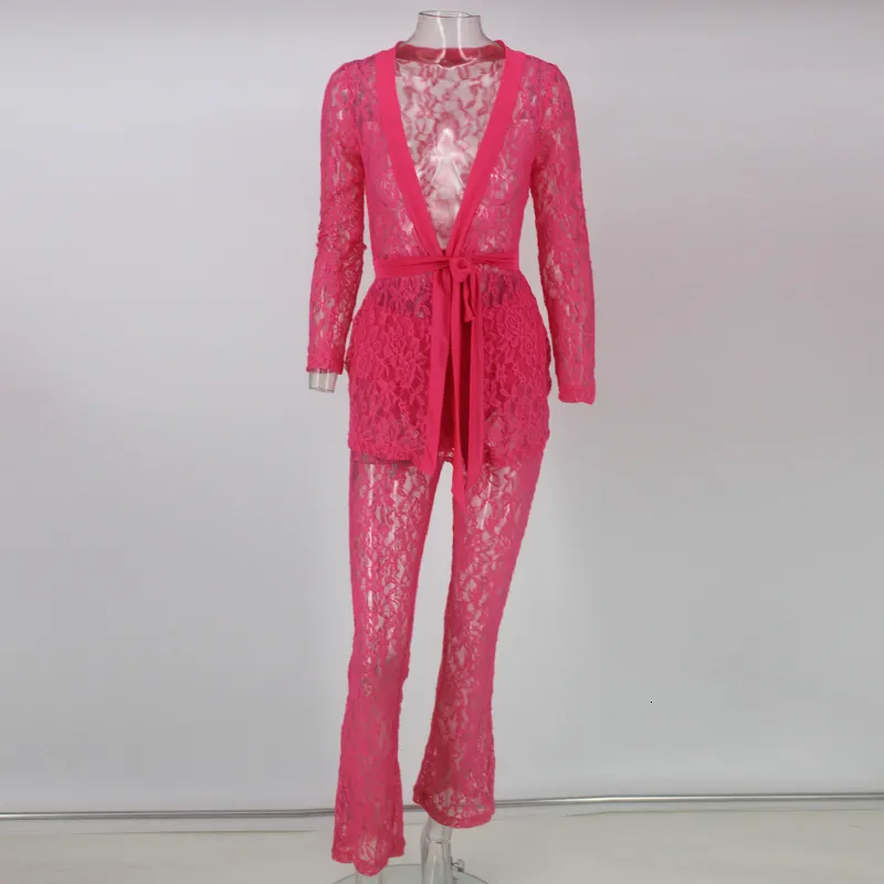 Women's Summer Lace V-Neck Two-Piece Jumpsuit