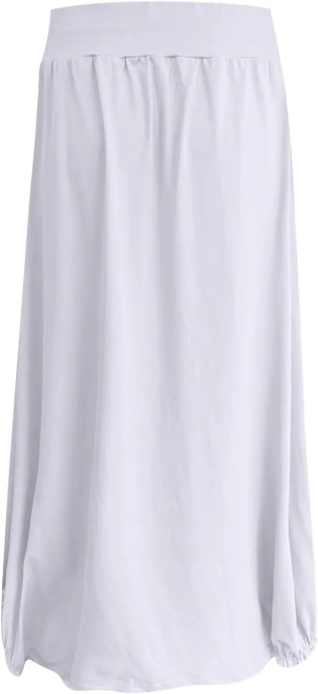 Women's Summer Maxi Skirts 2025 Trendy Solid High Waisted Ankle Length Skirt Casual Flowy Ruffle Hem Balloon Skirts
