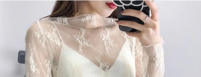 Women's Summer Mesh Transparent Long-Sleeved T-Shirt