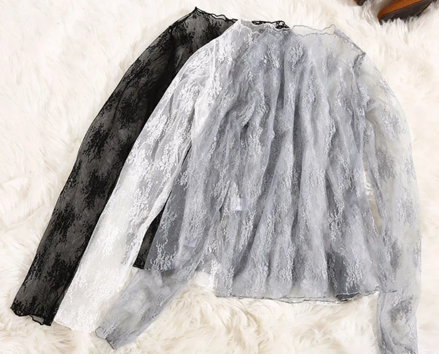 Women's Summer Mesh Transparent Long-Sleeved T-Shirt