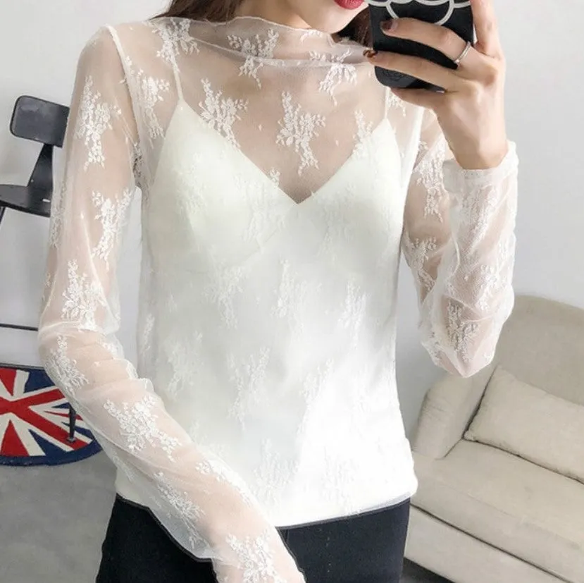 Women's Summer Mesh Transparent Long-Sleeved T-Shirt