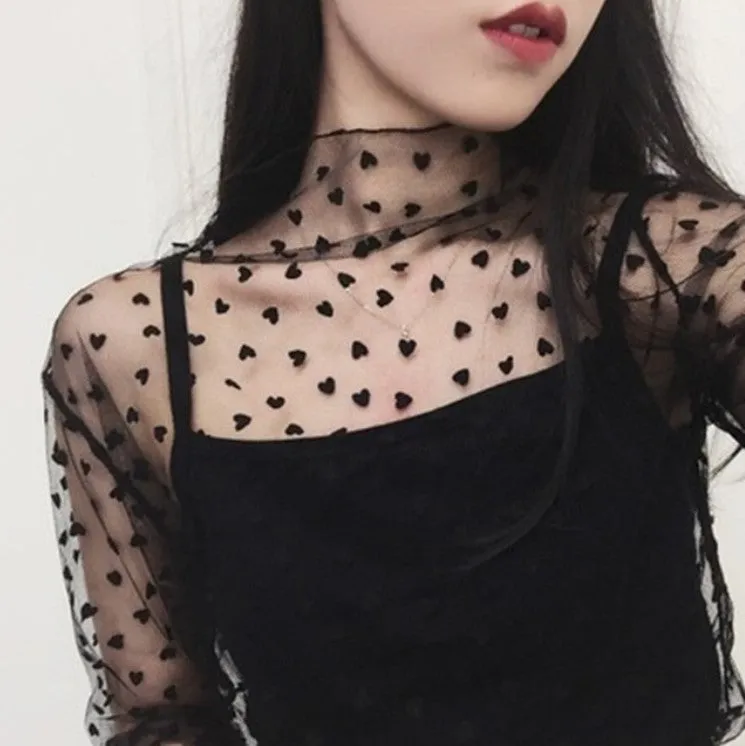 Women's Summer Mesh Transparent Long-Sleeved T-Shirt