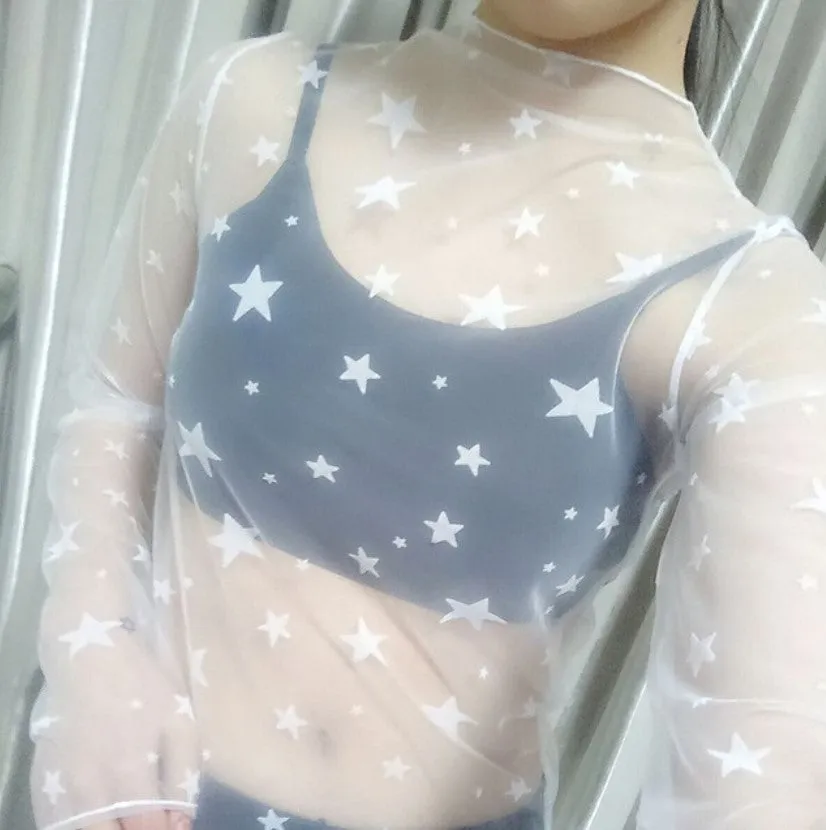 Women's Summer Mesh Transparent Long-Sleeved T-Shirt