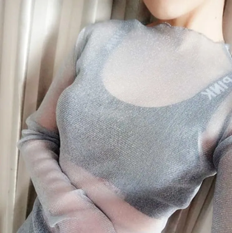 Women's Summer Mesh Transparent Long-Sleeved T-Shirt