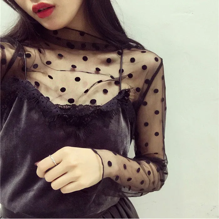 Women's Summer Mesh Transparent Long-Sleeved T-Shirt