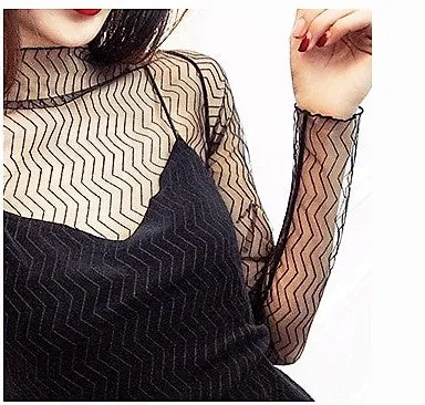 Women's Summer Mesh Transparent Long-Sleeved T-Shirt