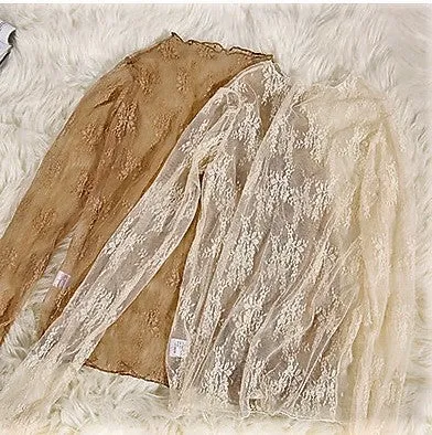 Women's Summer Mesh Transparent Long-Sleeved T-Shirt