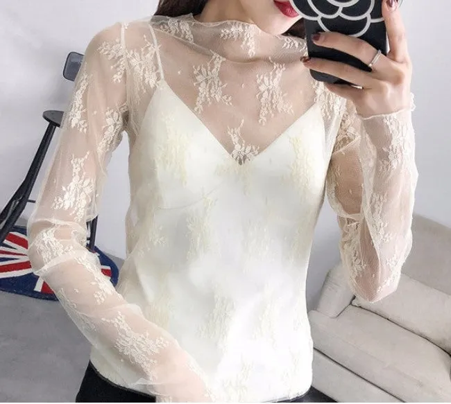 Women's Summer Mesh Transparent Long-Sleeved T-Shirt