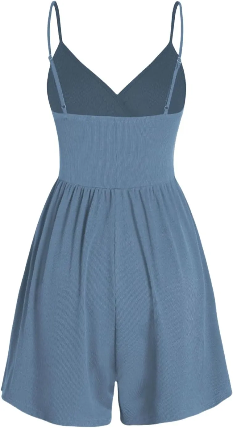 Womens Sundress 2025 Deep V Neck Spaghetti Strap Backless A-Line Dress Casual Beach Midi Dresses