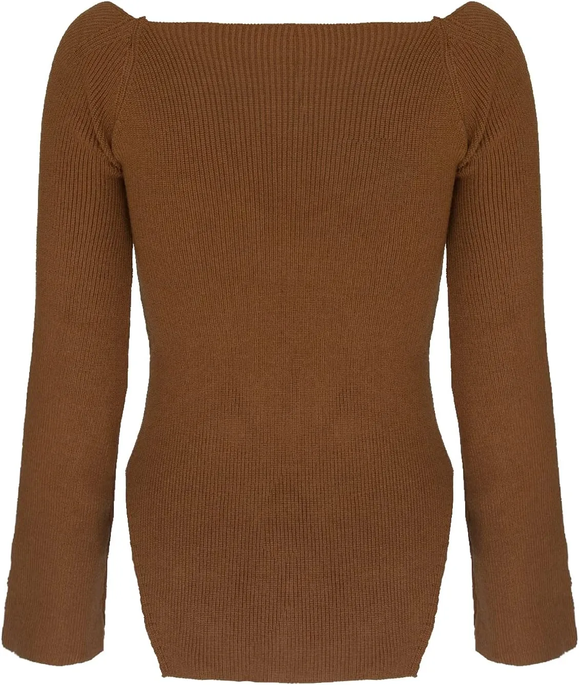 Womens Sweater Tops Sweetheart Neck Ribbed Bustier Corset Knit Long Sleeve Pullover Sweater Top