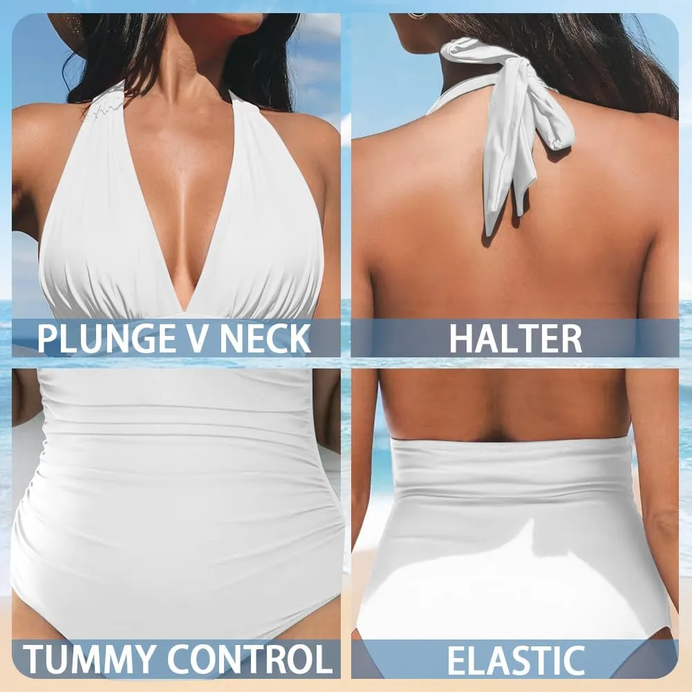 Women's Swimwear Tummy Control Swimsuits Slimming One Piece Bathing Suit Plus Size Slimming Triangle Beachwear