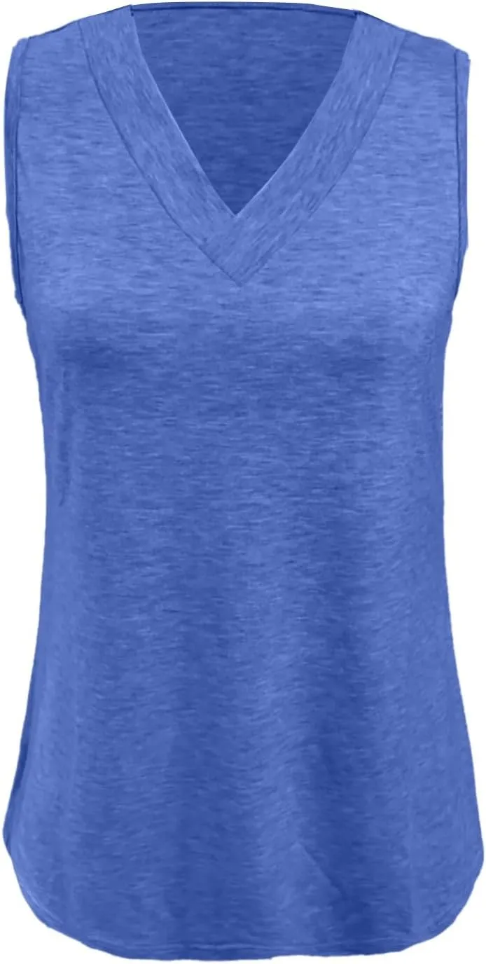 Womens Tank Top 2025 Sleeveless Summer Vacation Beach Tees Shirts Loose Flowy Basic T-Shirt