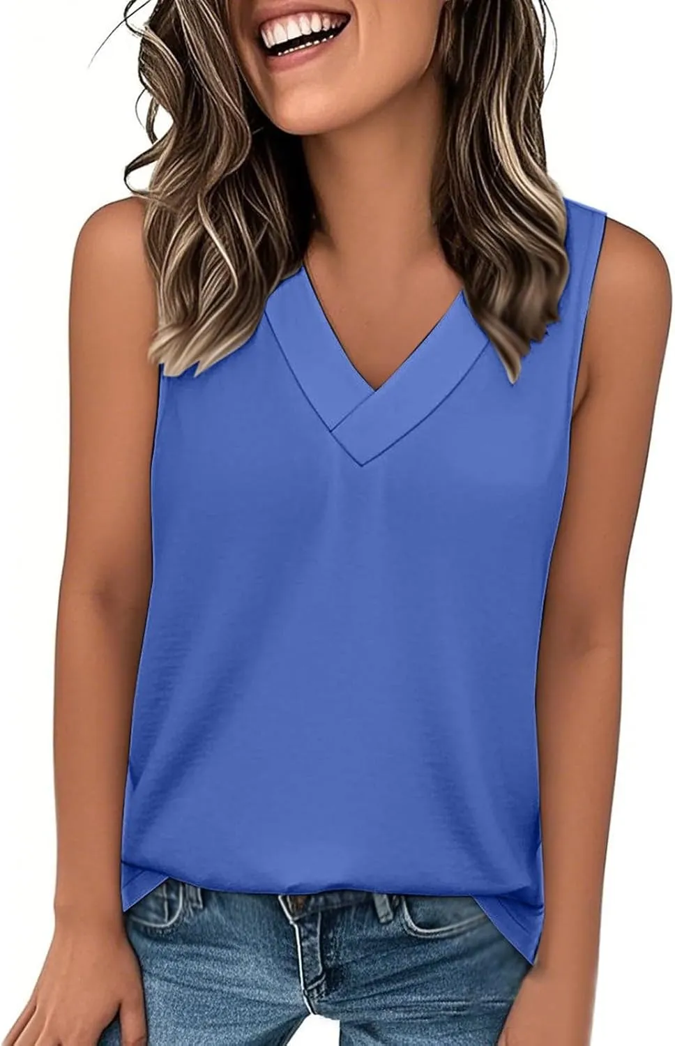 Womens Tank Top 2025 Sleeveless Summer Vacation Beach Tees Shirts Loose Flowy Basic T-Shirt