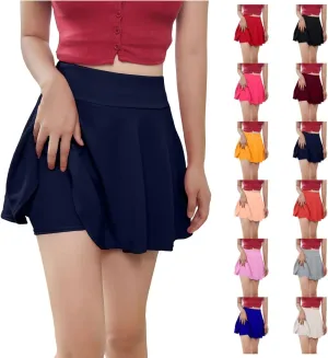 Womens Tennis Skirts with Shorts Pleated Athletic Skorts with Pocket High Waisted Golf Skort for Workout Pickleball