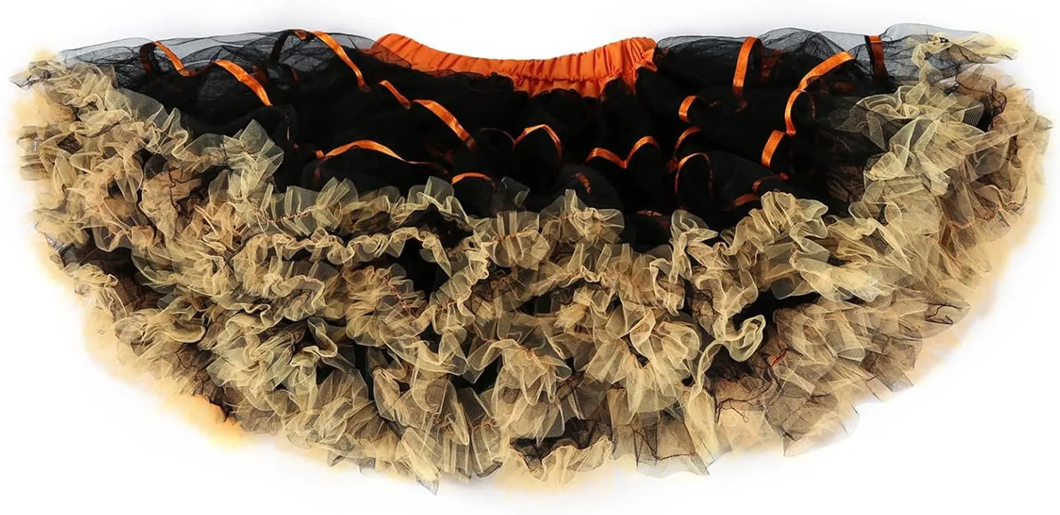 Women's Tiered Tulle Pleated Tutu Skirt Dance Fluffy Performance Dress Elastic Waist Fashion Color Block Mini Skirt