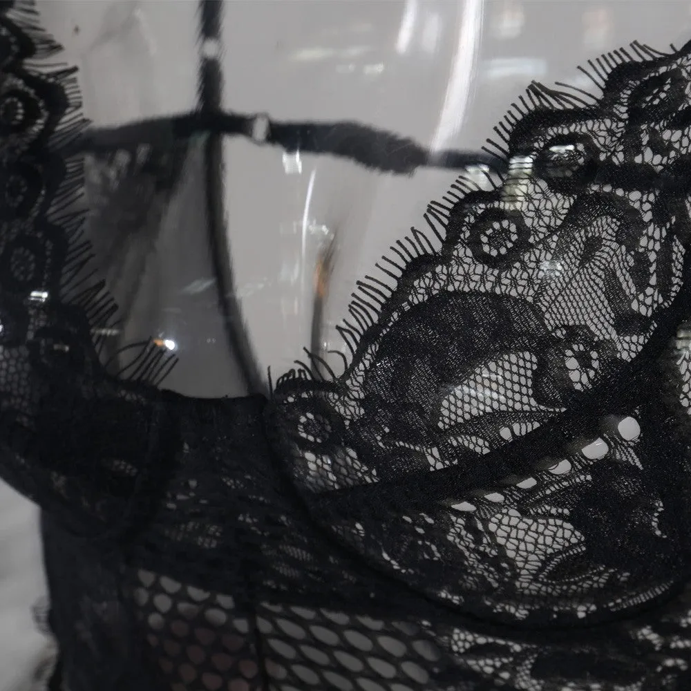 Women's Transparent Lace Bodysuit