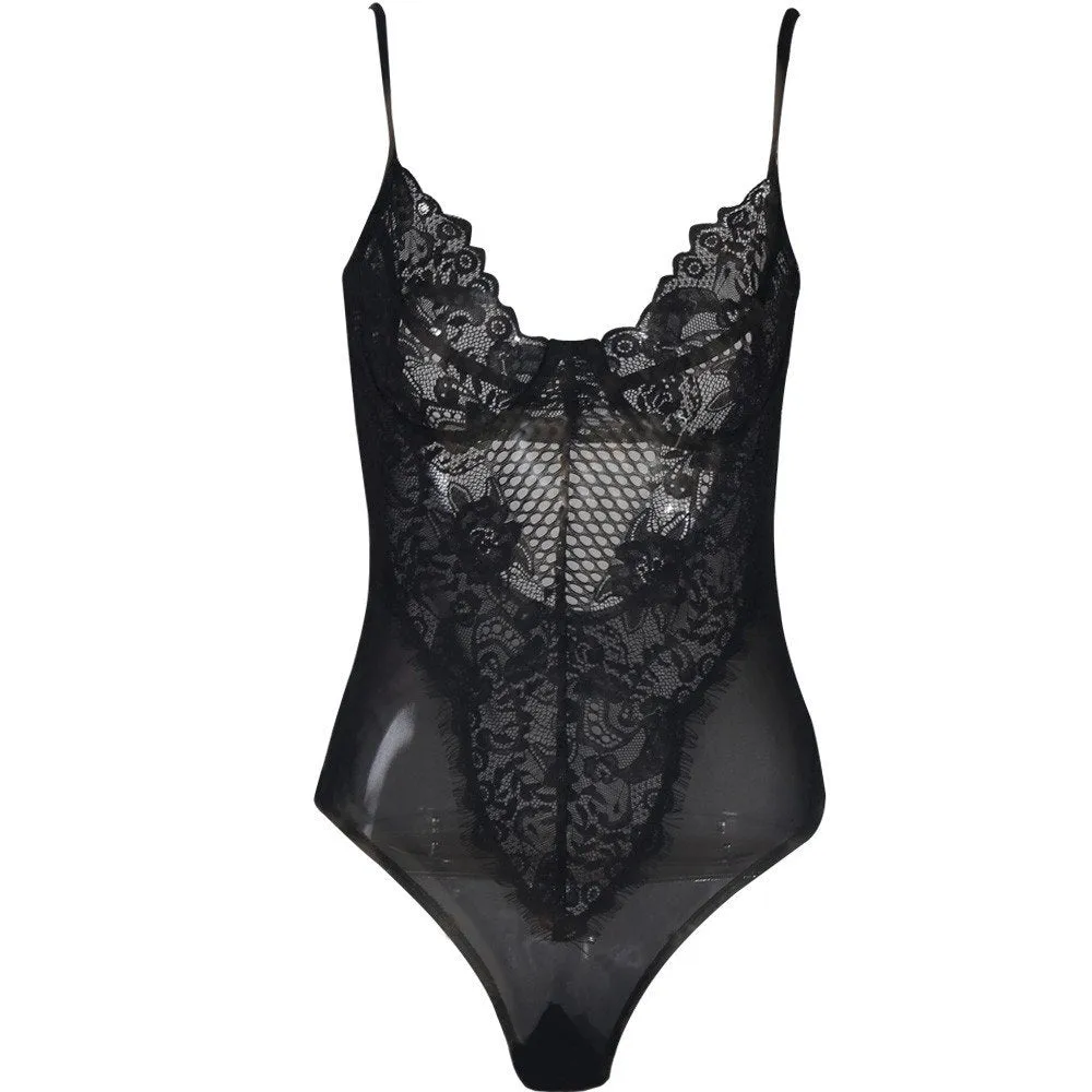 Women's Transparent Lace Bodysuit