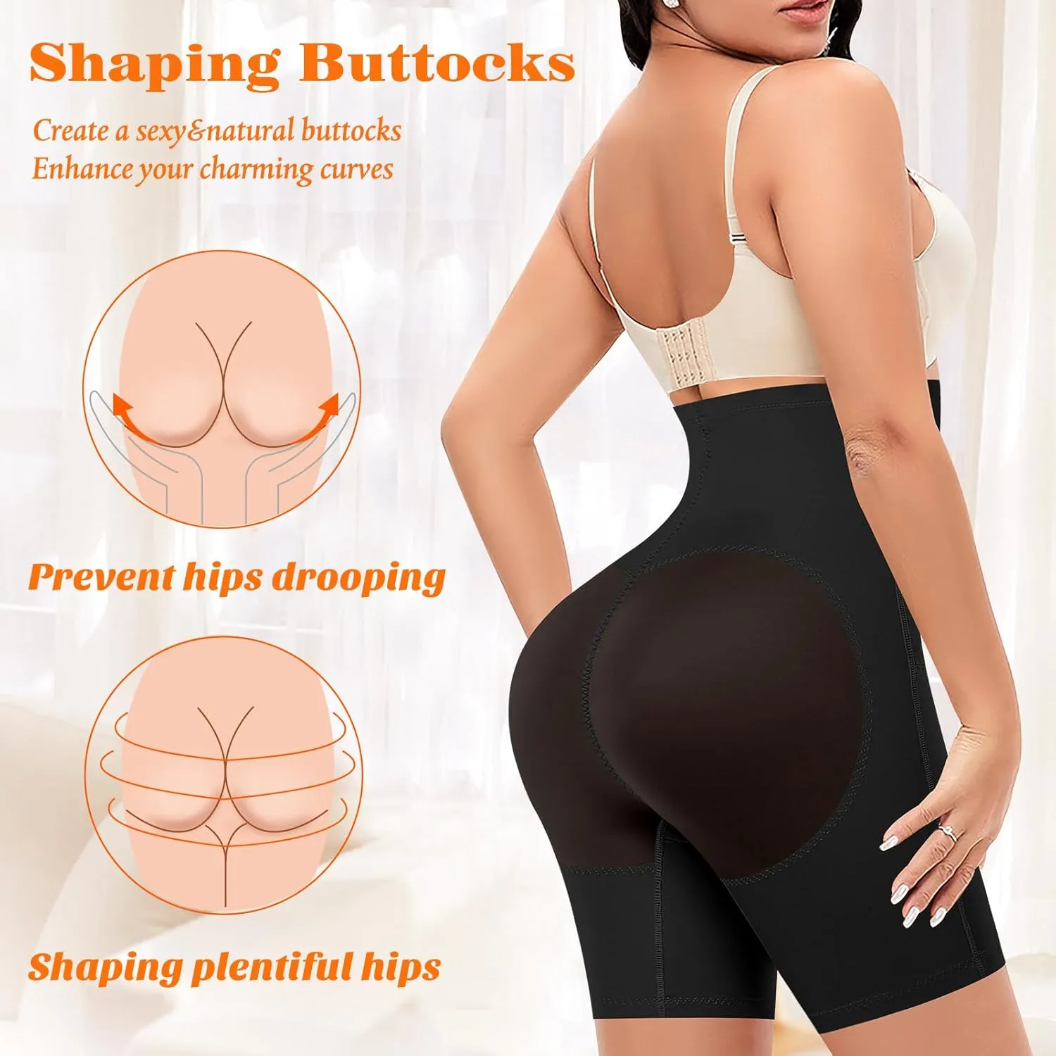 Womens Tummy Control Shapewear Shorts High Waisted Slimming Body Shaper Thigh Slimmer Slip Shorts Under Dresses