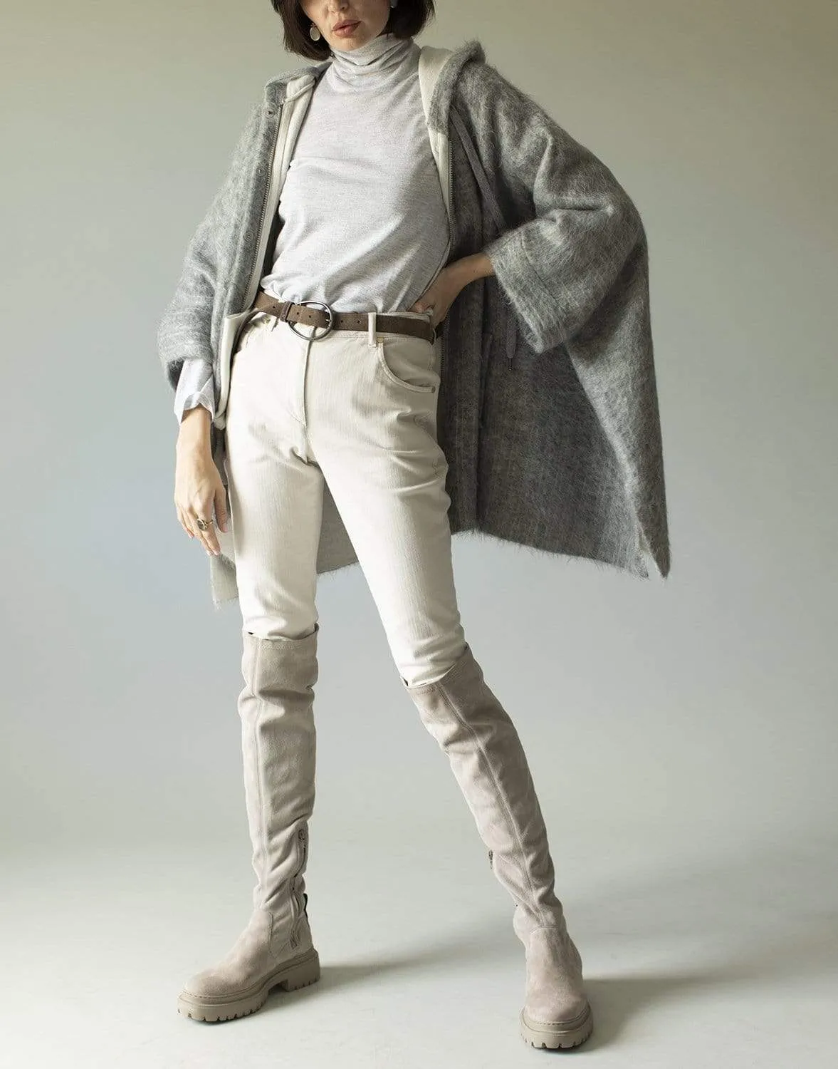 Wool Mohair Hooded Poncho