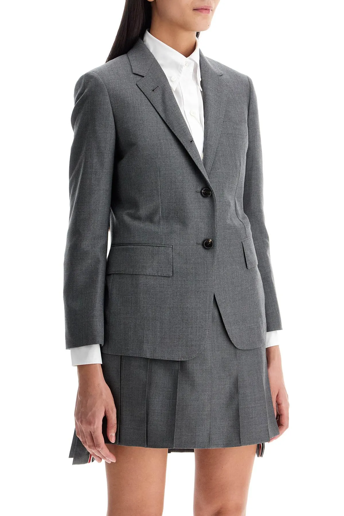 wool twill jacket in slim fit style FBC637A 00626 MED GREY