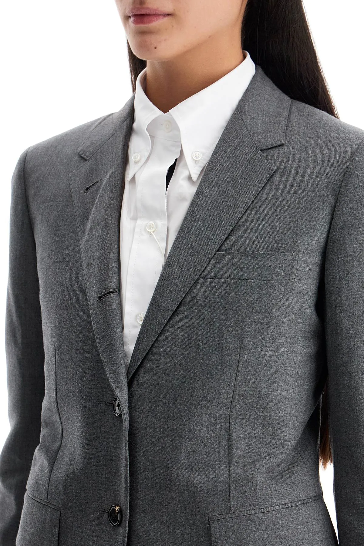 wool twill jacket in slim fit style FBC637A 00626 MED GREY