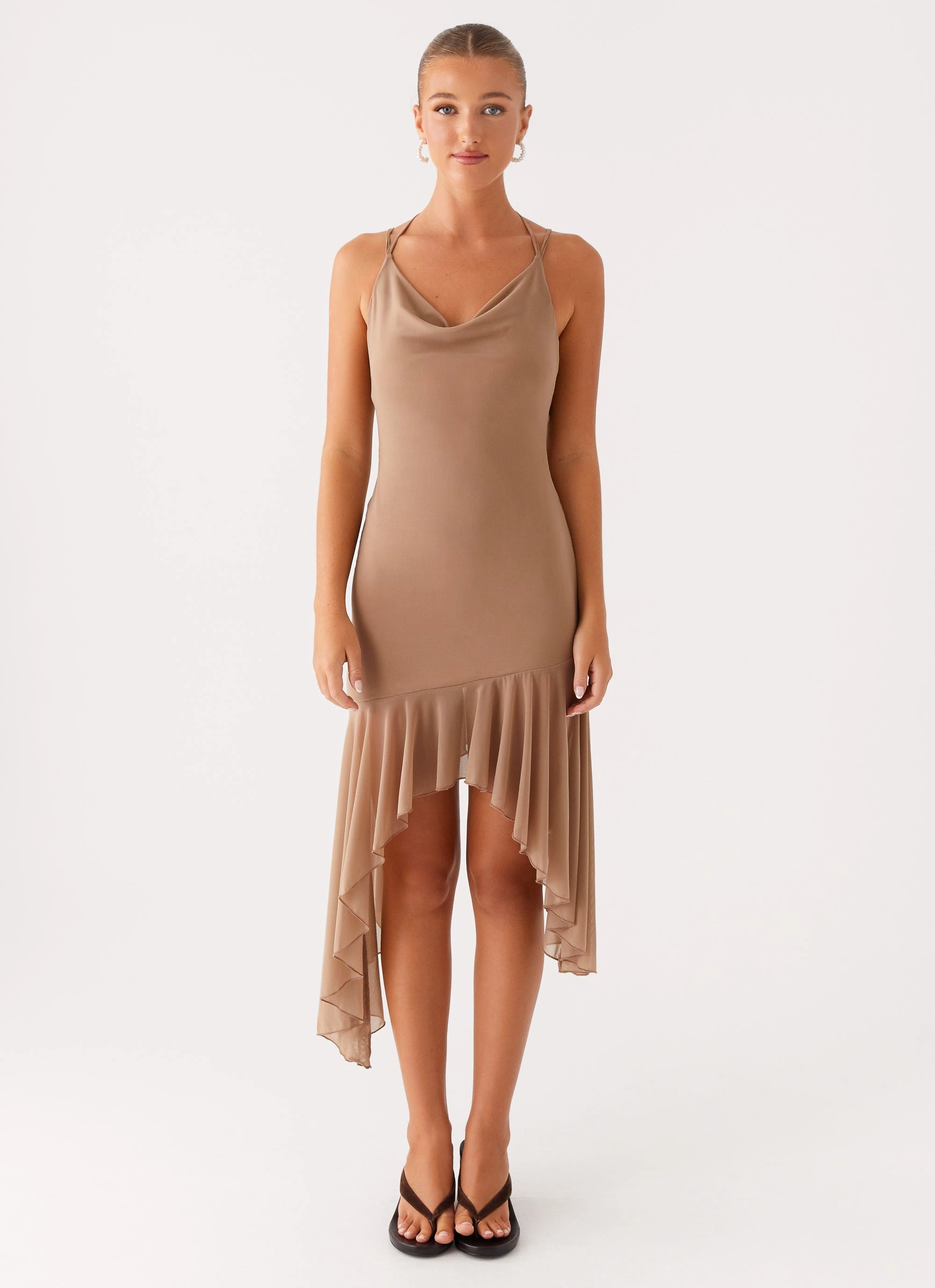 Bessie Midi Dress - Beige Coastal Chic Gentle Stitch