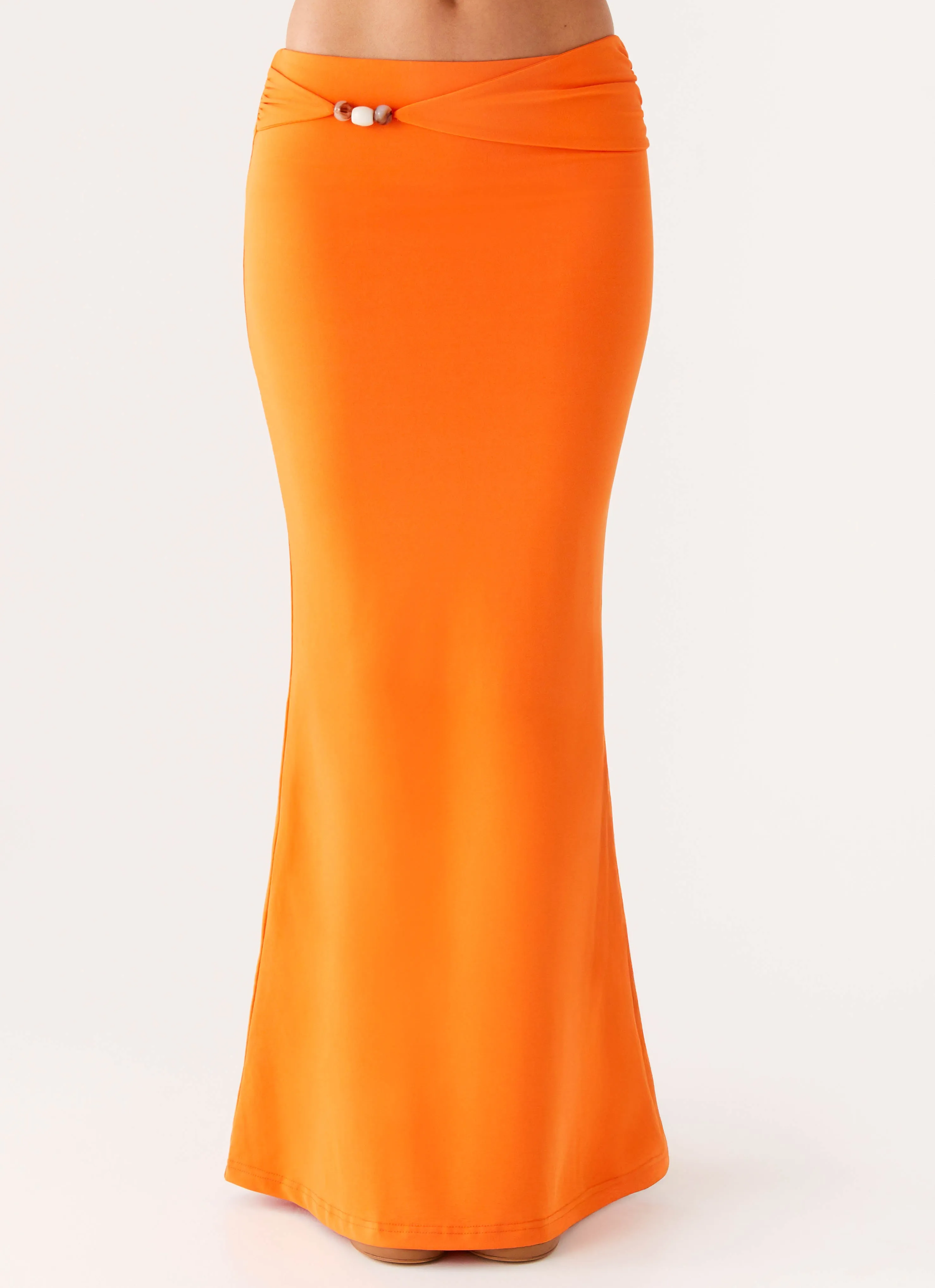High Stretch Fit Mention Maxi Skirt - Orange