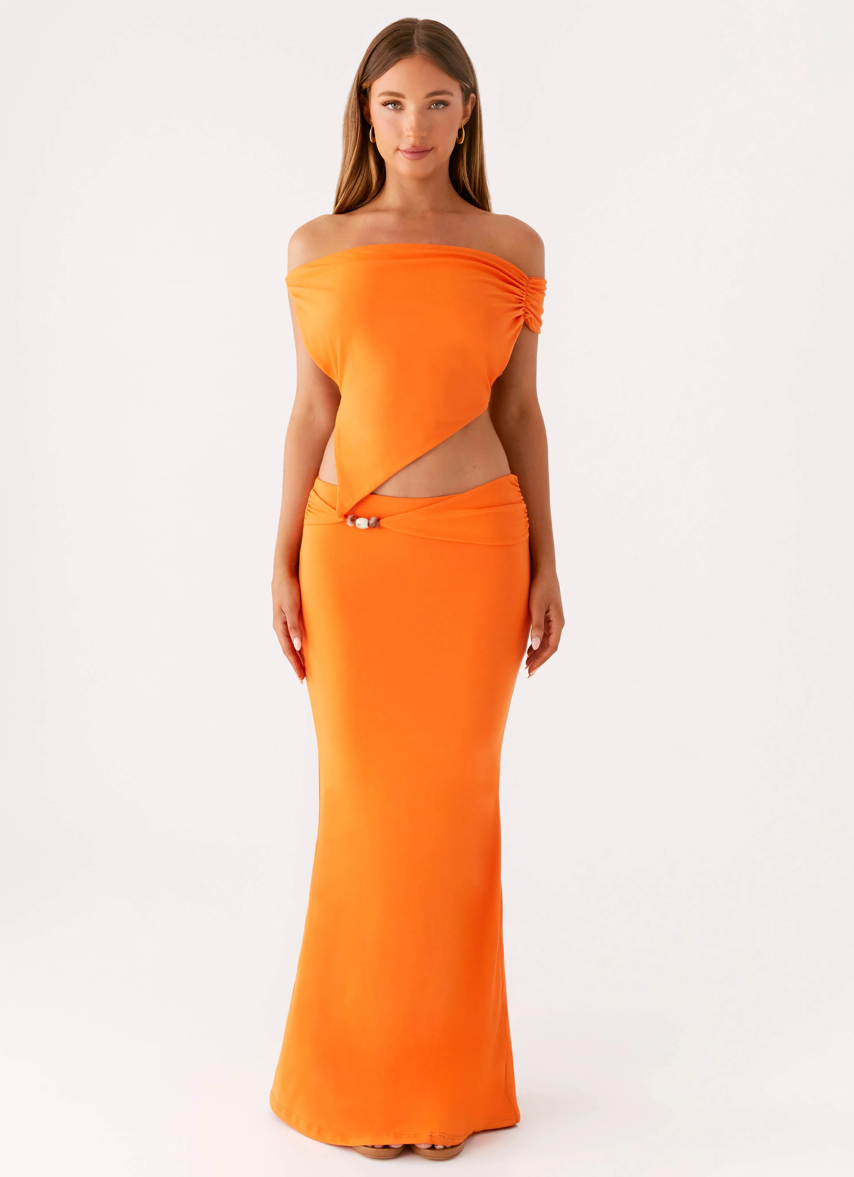 Long Use Mention Maxi Skirt - Orange