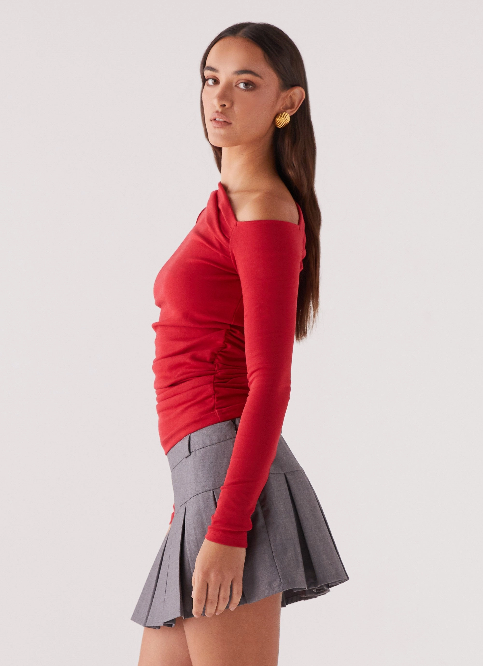 Danica Pleated Mini Skirt - Charcoal Light Fit Minimalist Design