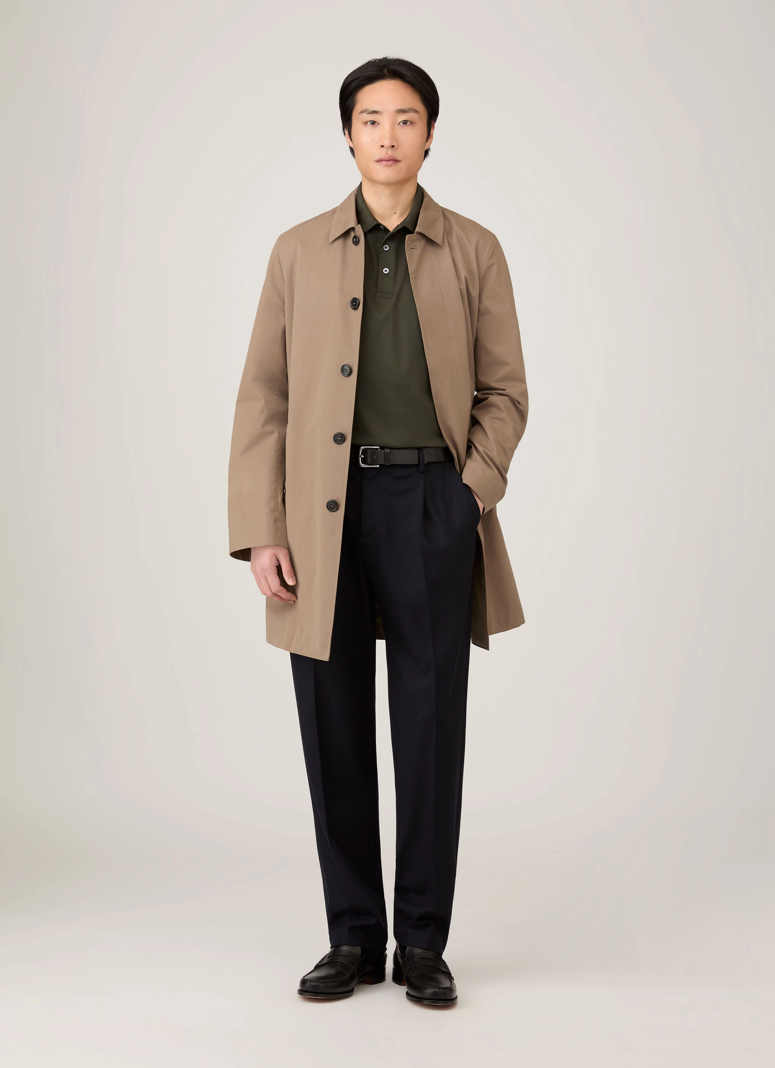 Men's Long Sleeve Classic Jersey Polo Shirt in Dark Green athletic style Tailored Style