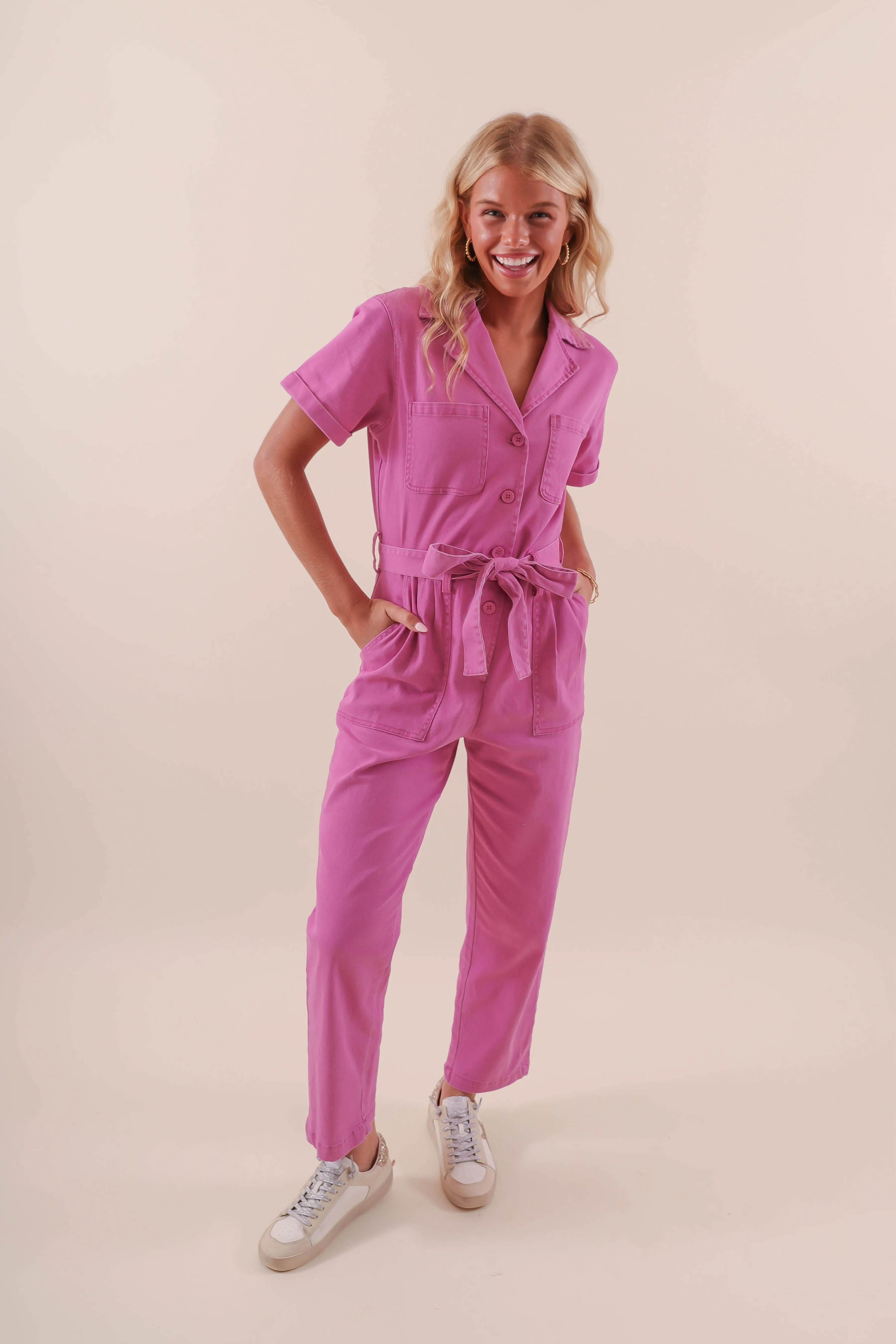 Working On Myself Jumpsuit-Magenta Wind Resistance