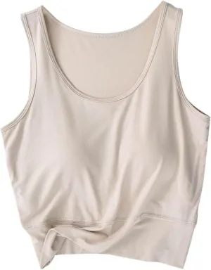Workout Crop Tank Tops for Women with Chest Pad Casual Sports Fitness Yoga Shirts Summer Seamless Breathable Blouse