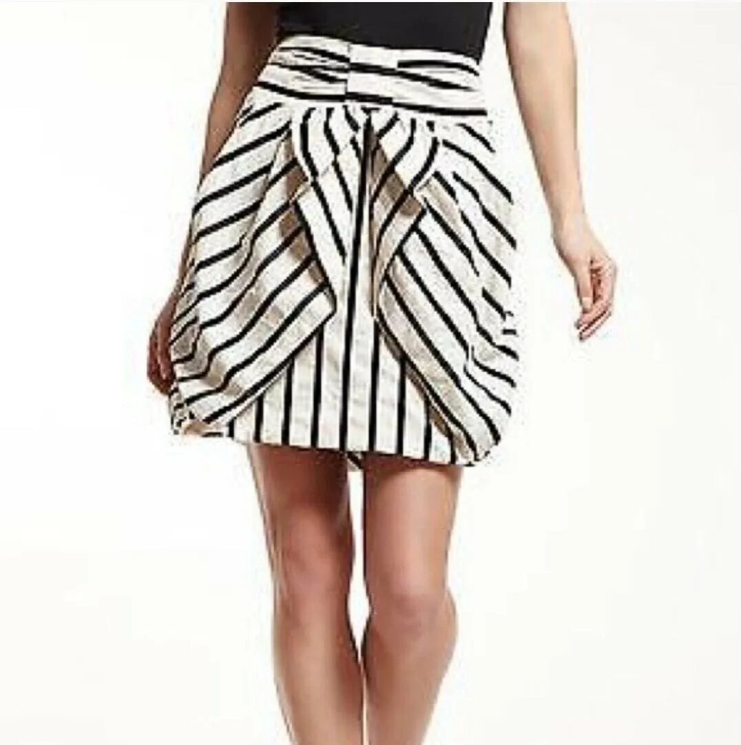 Mix Texture Black and White Stripe Skirt