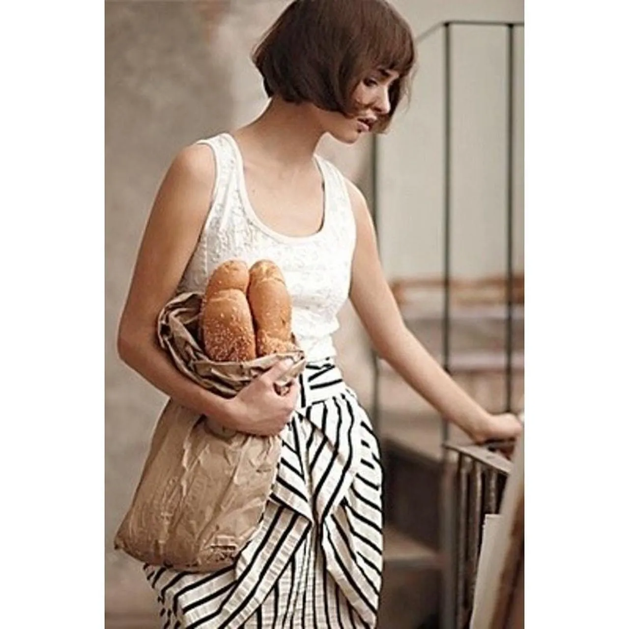 beaded embellishment Black and White Stripe Skirt