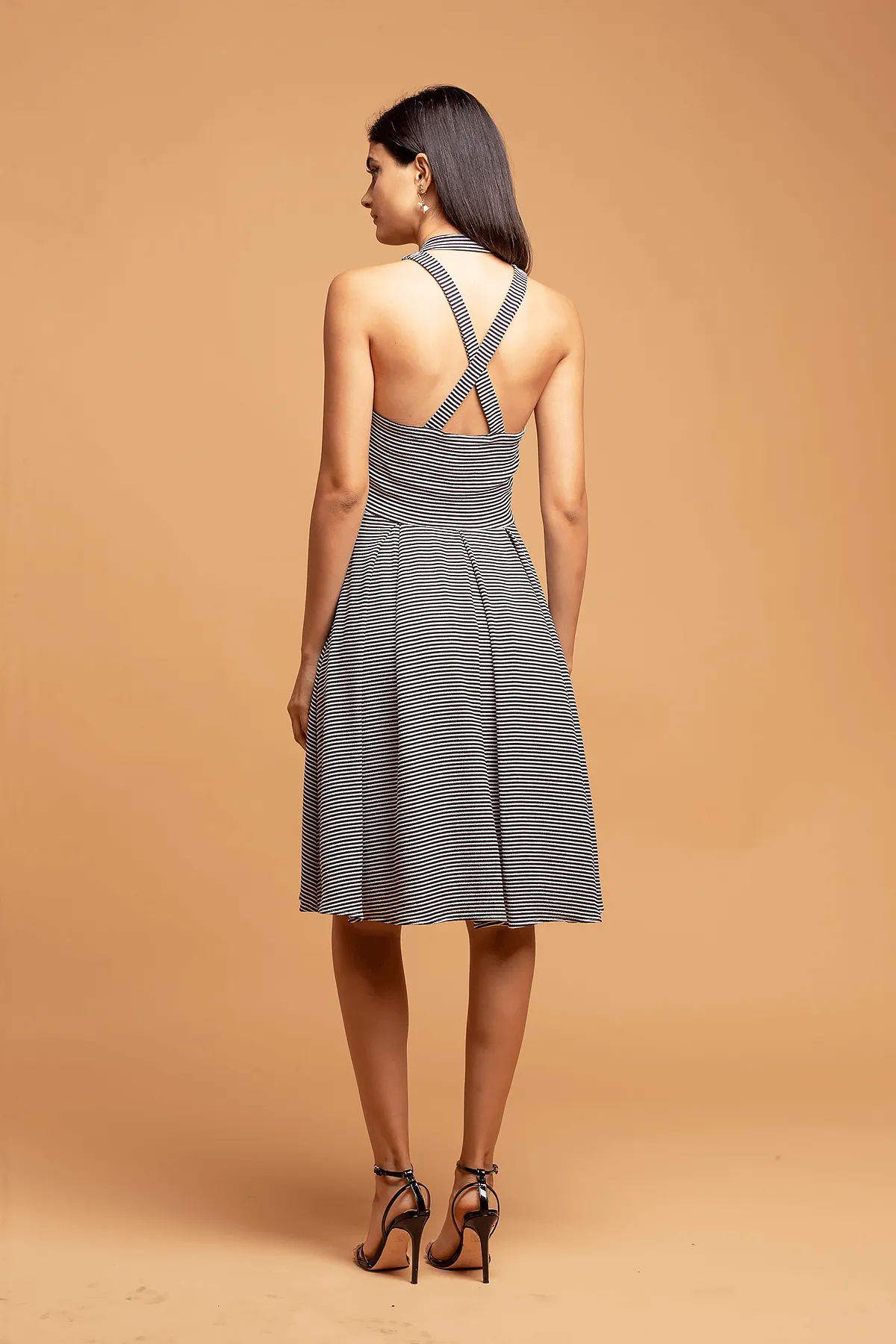 Delicate Edge Relaxed Finish ARIANA Dress - B&W Stripe