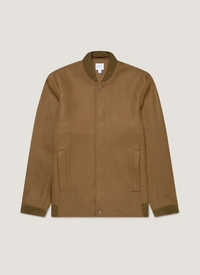 Wrinkle Free Fabric Men's Wool Bomber Jacket in Mole Men's Wool Bomber Jacket in Mole ZipperClosure Premium Fit