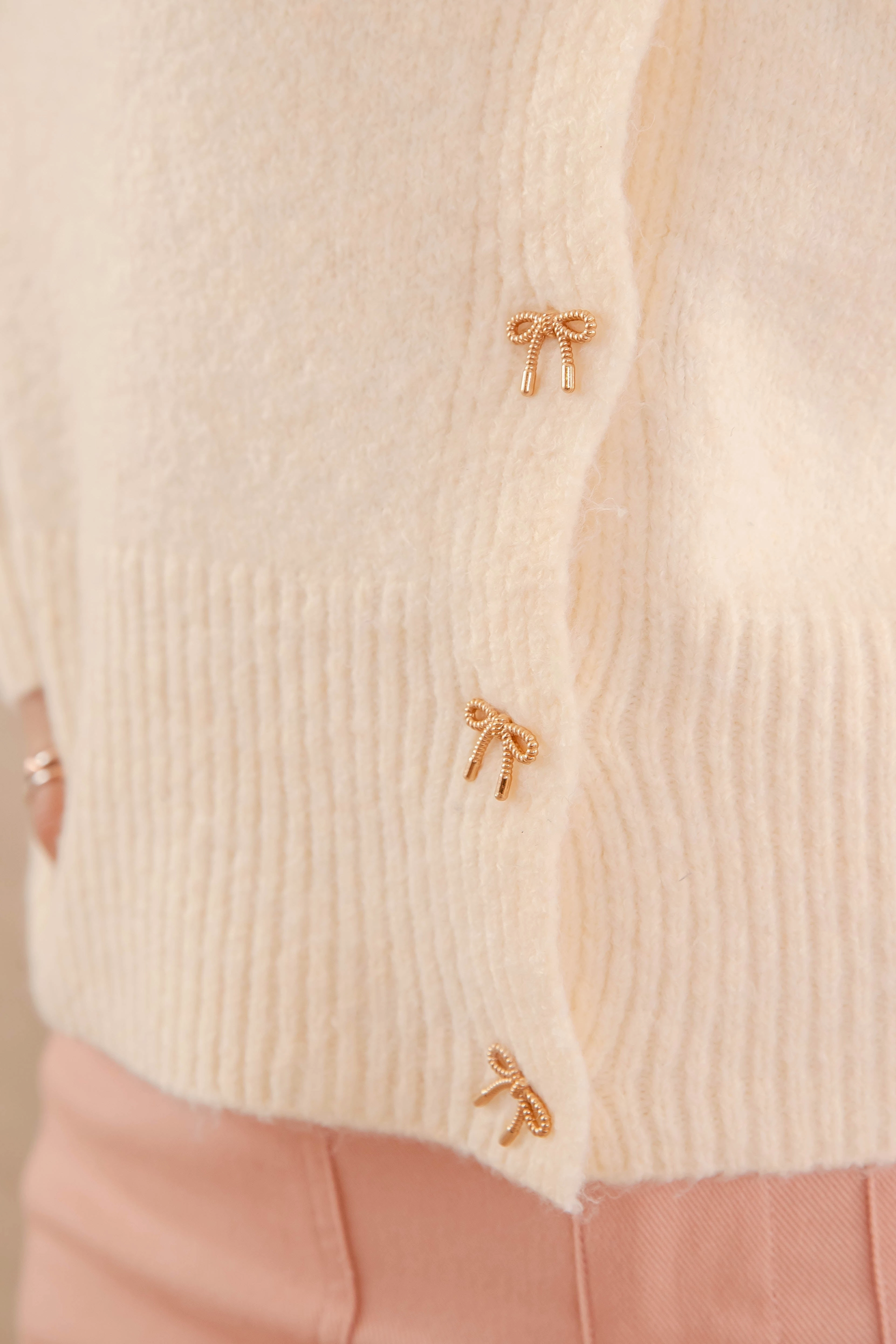Totally Smitten Cardigan-Cream Wrinkle resistant fabric