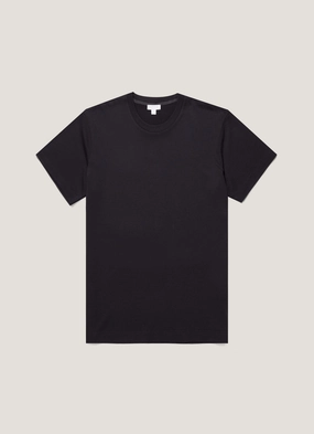 Wrinkle-Free Men's Silk Cotton T-shirt in Black Men's Silk Cotton T-shirt in Black stain resistant coating Distressed Hem Finish