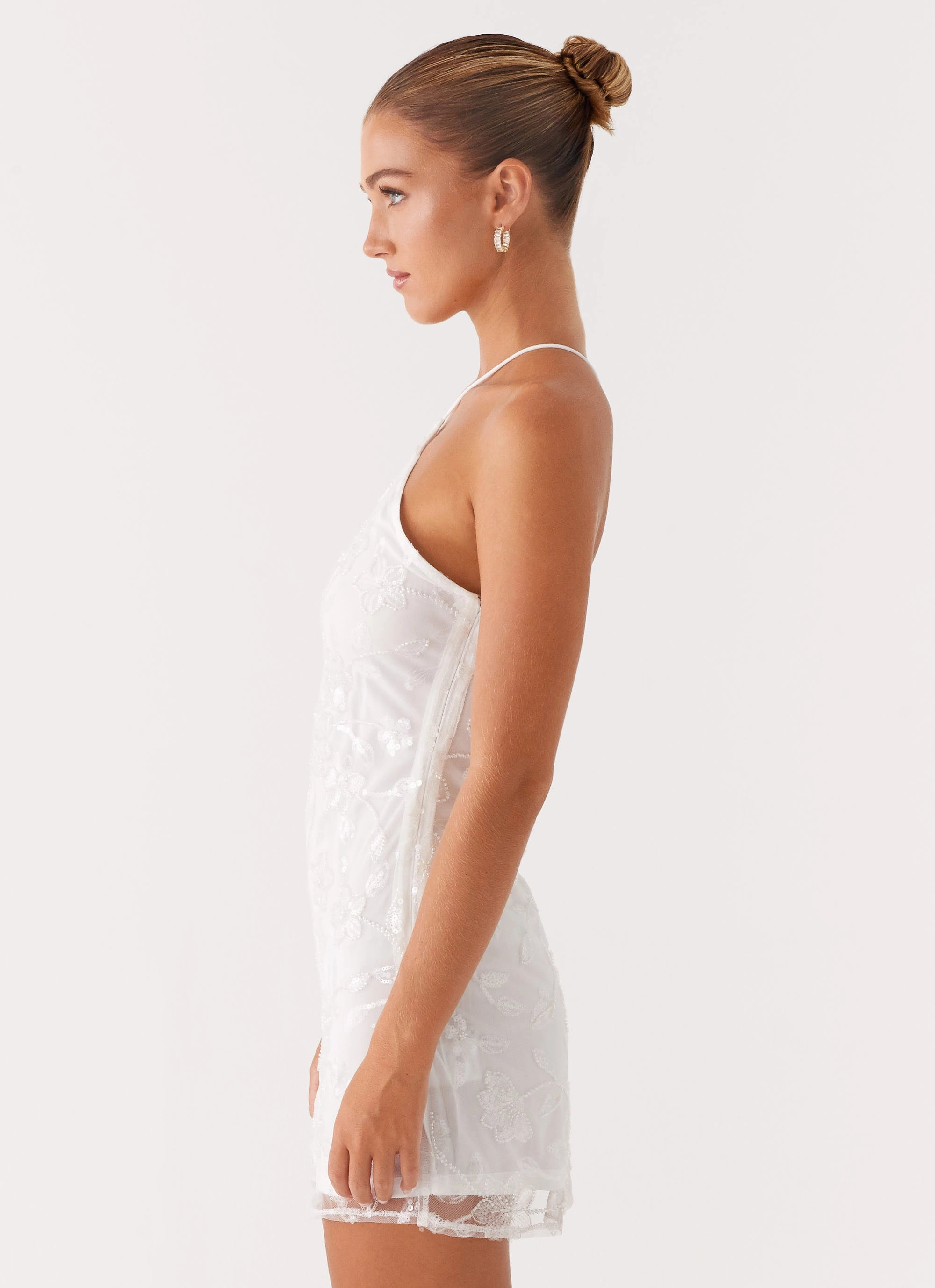 Rumi Beaded Mini Dress - White Eco-friendly