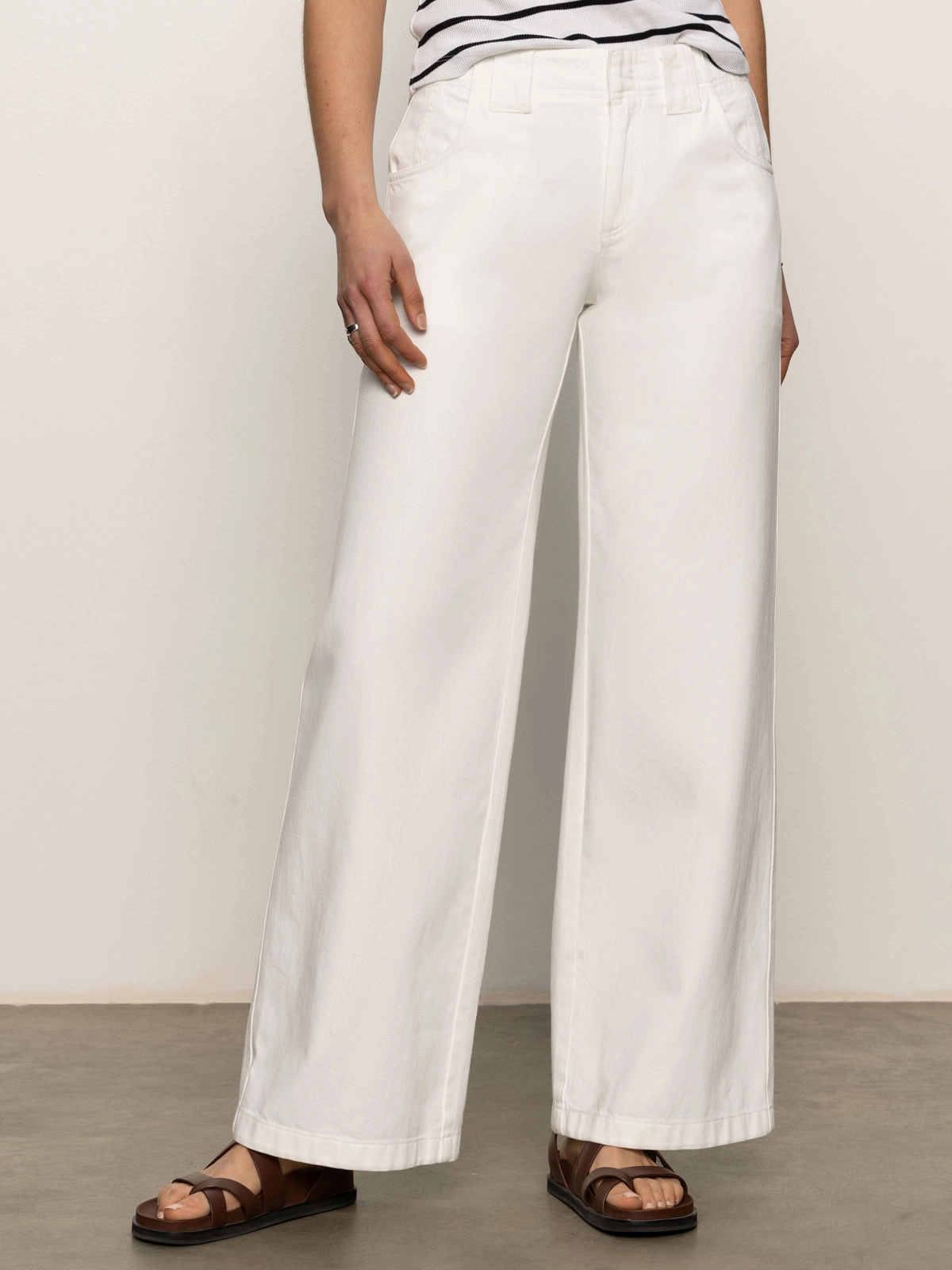 Durable Stitching Minimal Comfort Arden Wide Leg Jeans Brilliant White