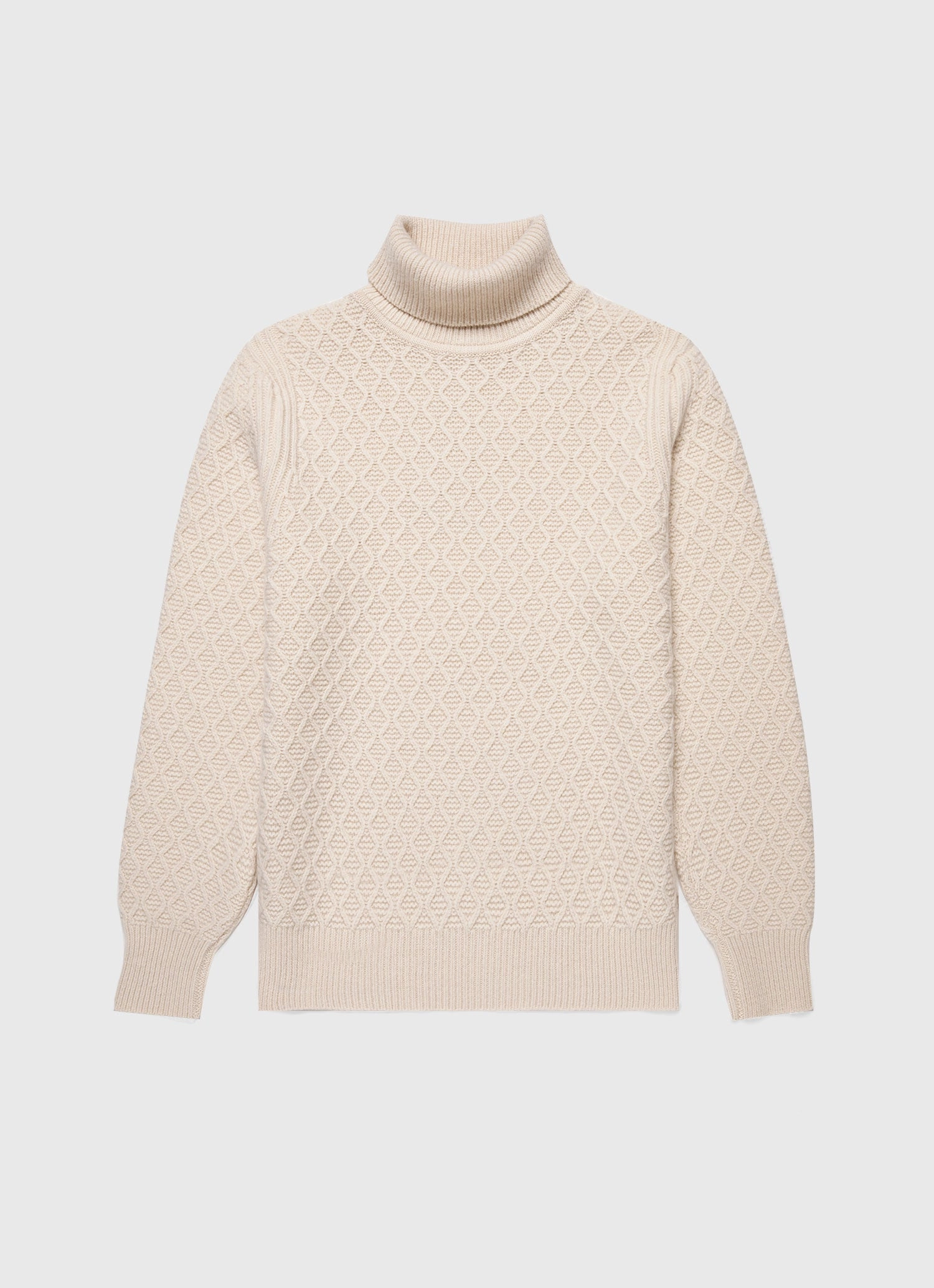 Men's WM Brown Aran Roll Neck in Ecru Winter Travel