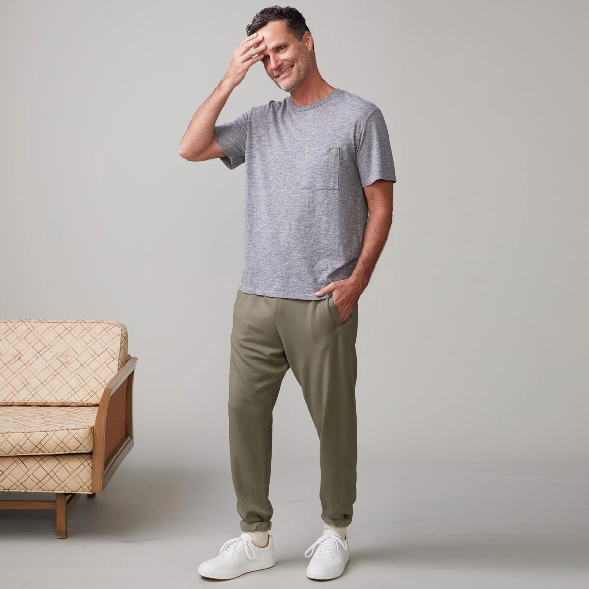 Lightweight Material Textured Tri-Blend Relaxed Pocket Crew