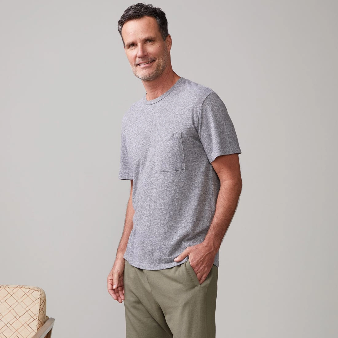 Adjustable Shoulder Straps Textured Tri-Blend Relaxed Pocket Crew