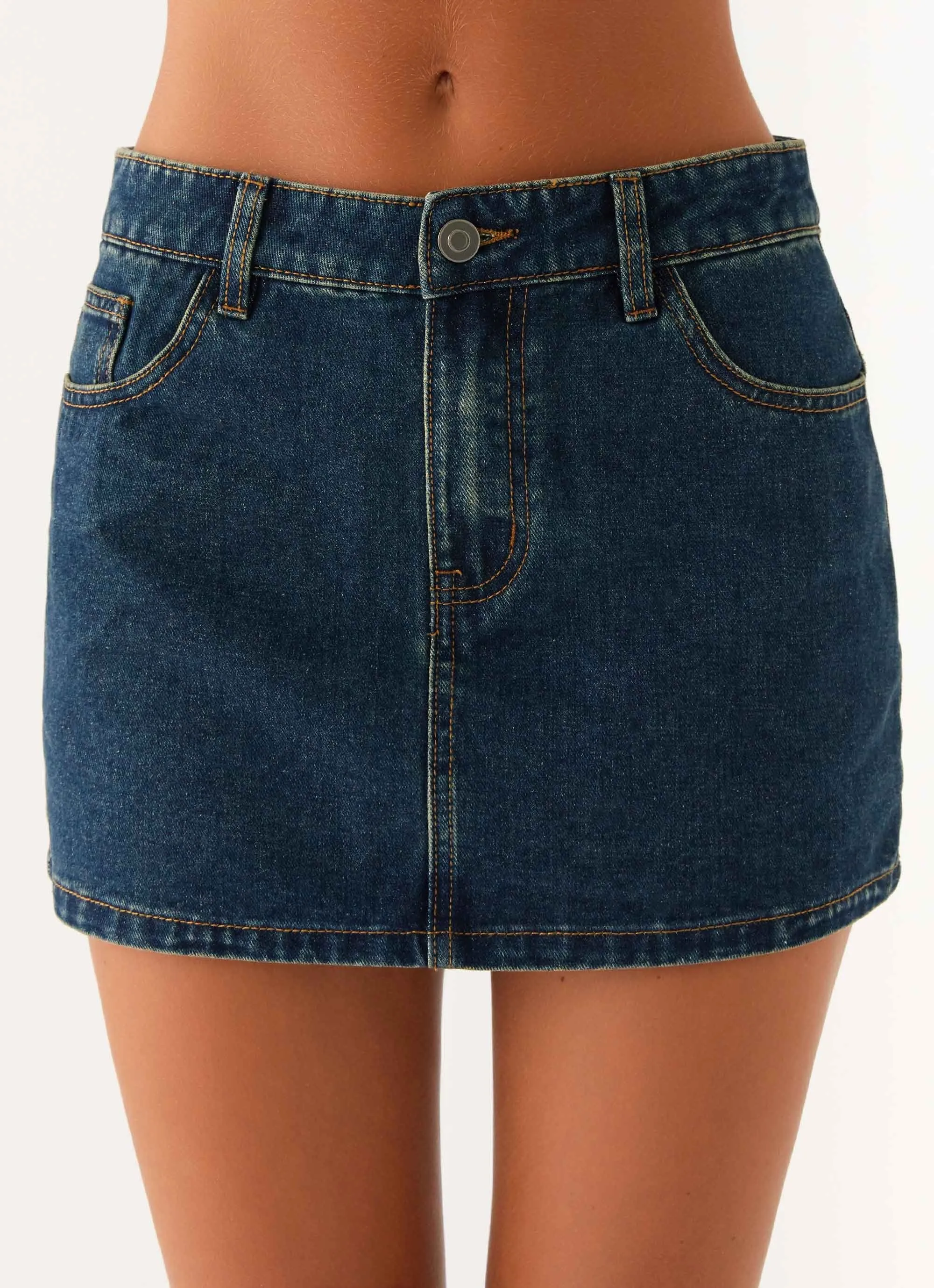 Maysa Low Rise Mini Skirt - Washed Denim Hip Friendly Pockets Comfort for All