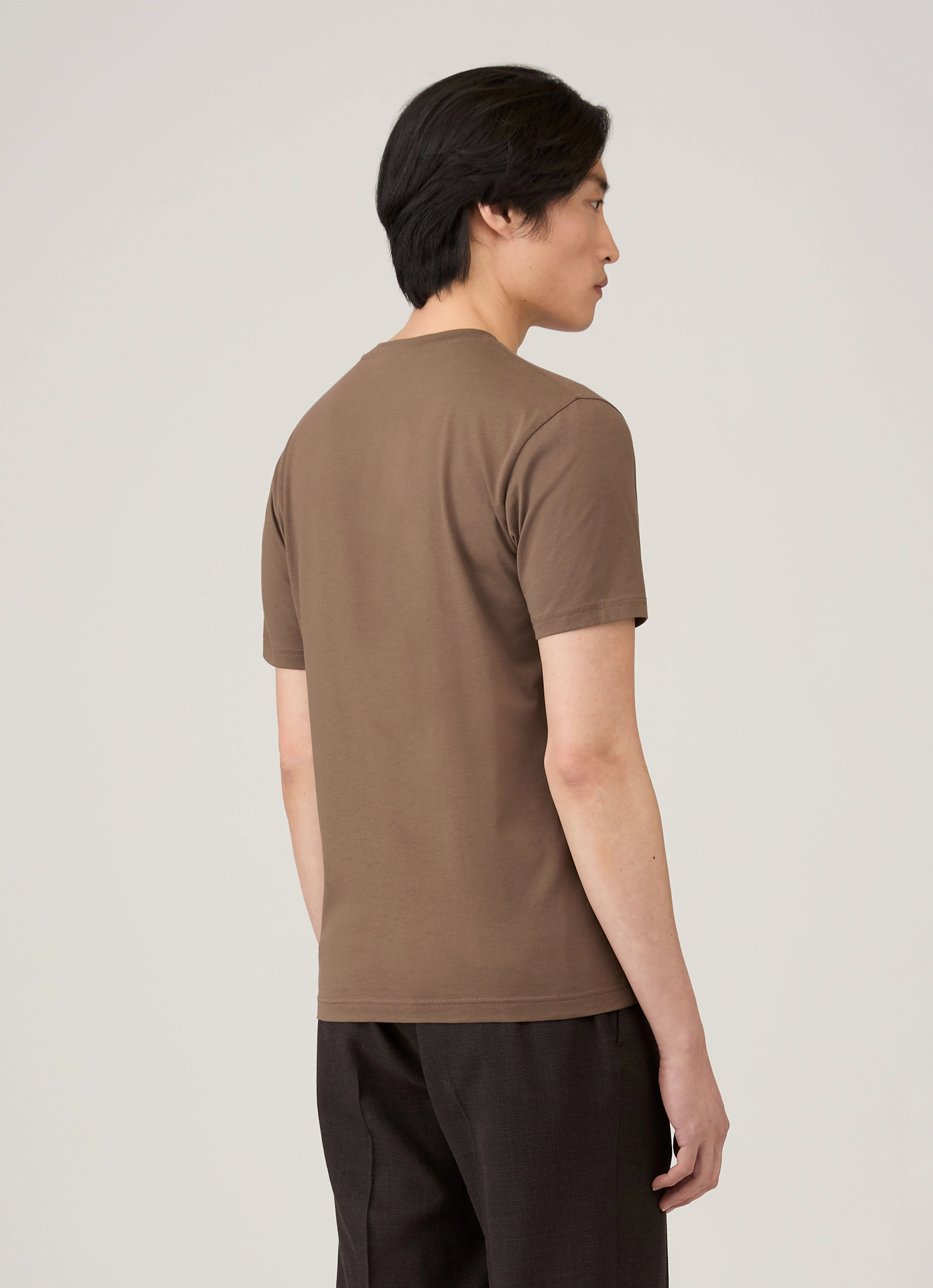 Men's Riviera Midweight T-shirt in Bark Double Stitched Seams Timeless Piece