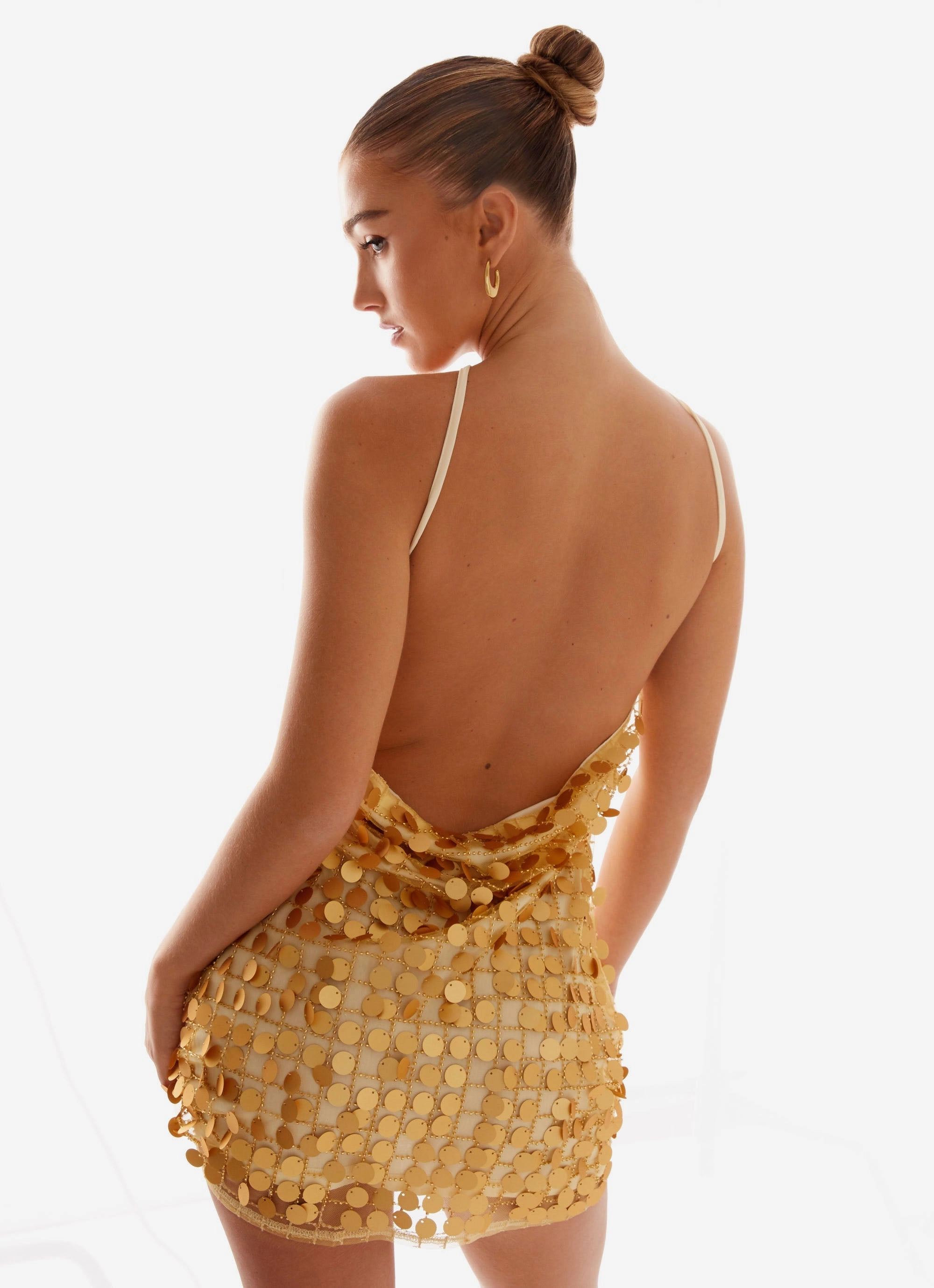 Xander Sequin Mini Dress - Gold Relax Tones