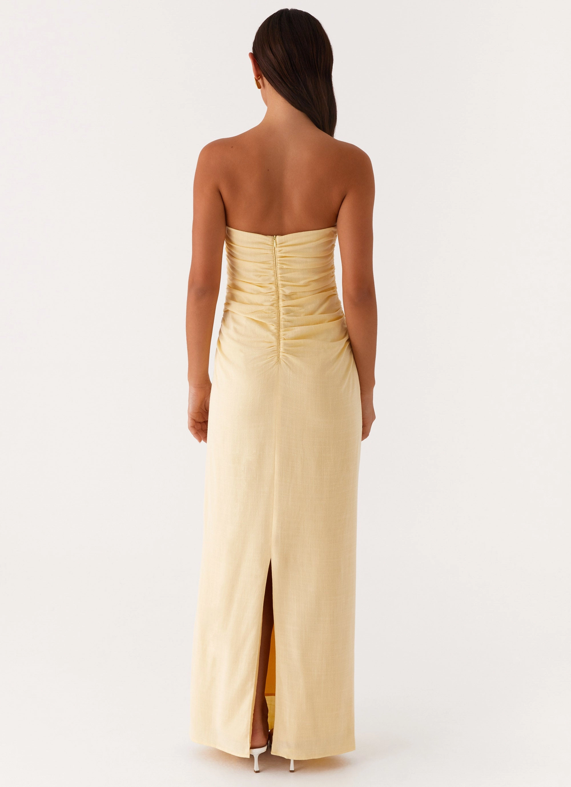 Xena Gathered Maxi Dress - Yellow Office Classic Edgy Look